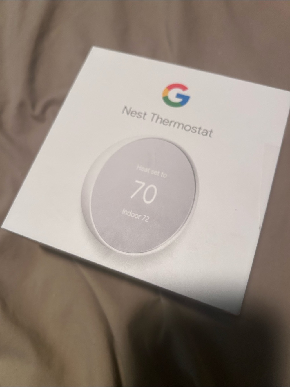 Google Nest Thermostat - White and Multicolor Logo